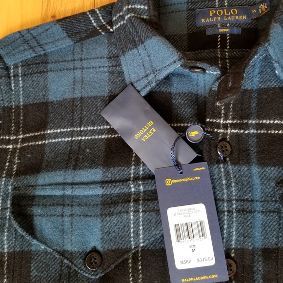 Polo Ralph Lauren Indigo Wool-Blend Twill Shirt - Picture 3 of 8